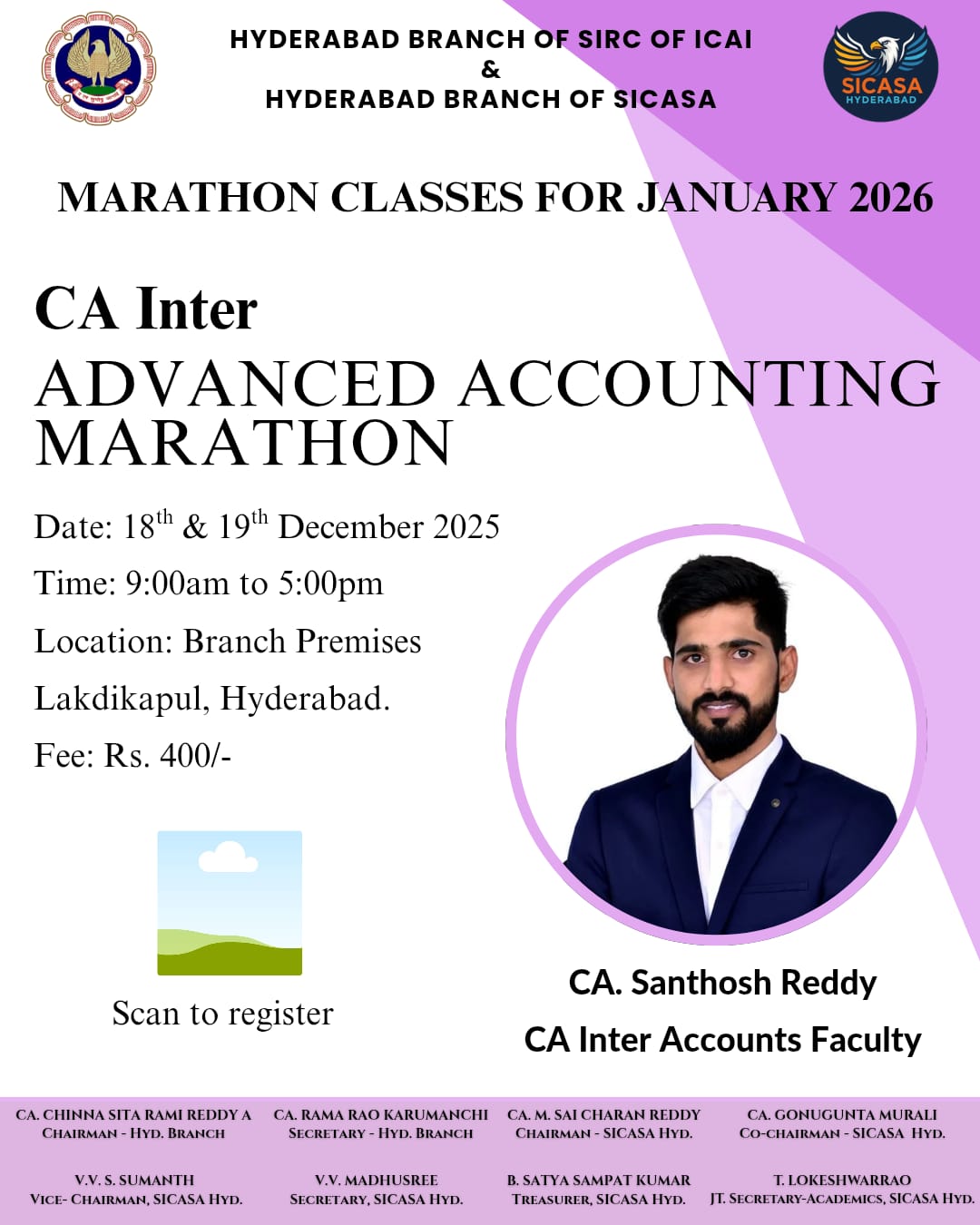 MARATHON CLASSES FOR CA INTERMEDIATE STUDENTS ON ADVANCED ACCOUNTING