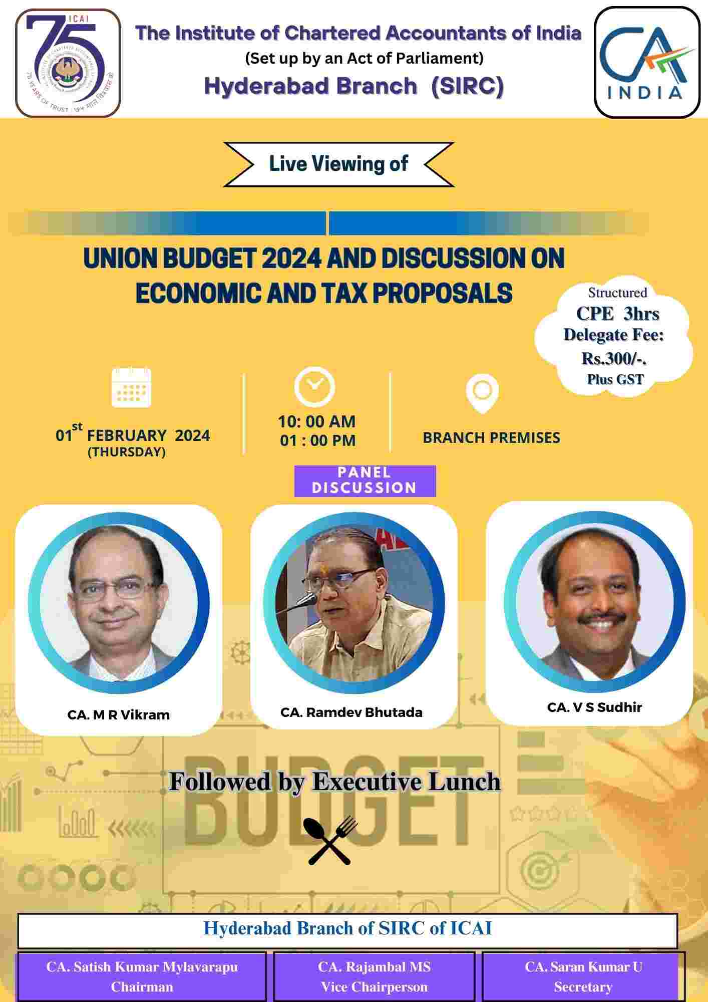 Live Viewing of Union Budget 2024 and Discussion on Economic and Tax Proposals