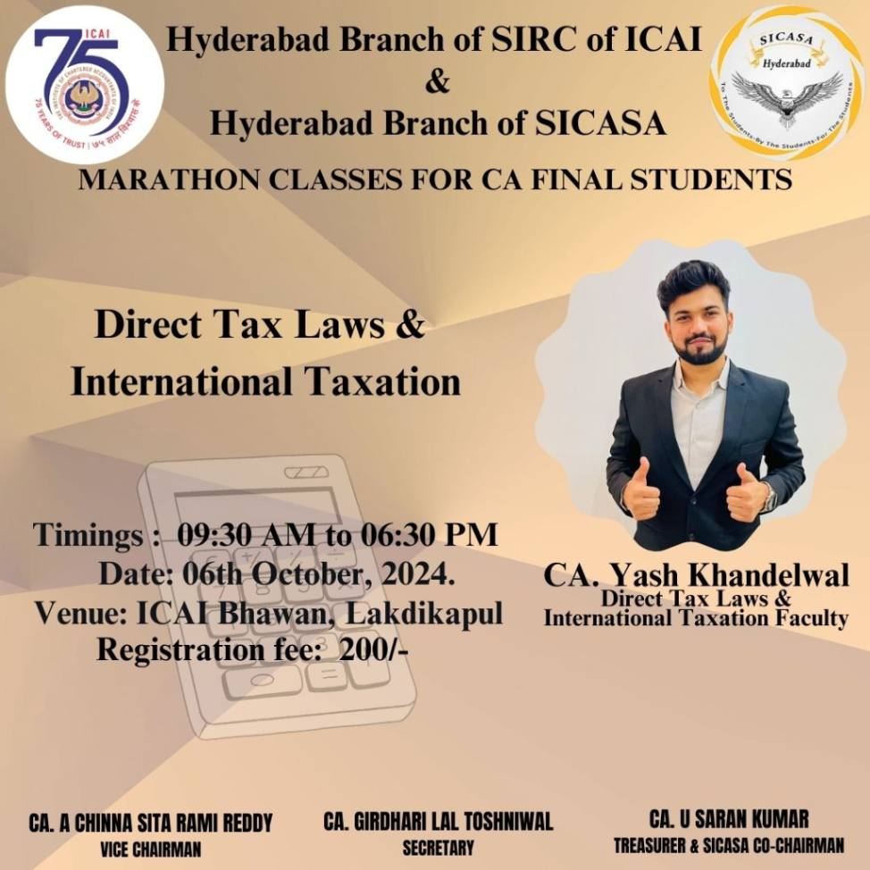 Marathon Classes for CA Final Students-Direct Tax Laws & International Taxation