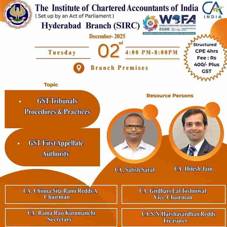 Seminar on GST Tribunals Procedures & Practices and GST First appellate authority