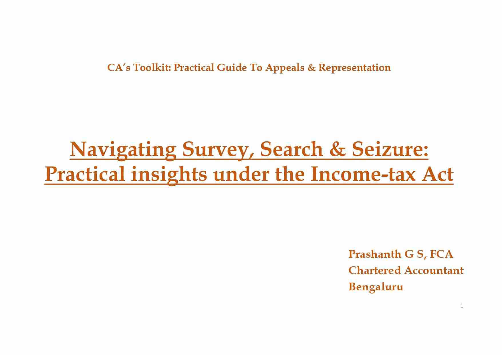 2 Days Workshop on CA’s TOOLKIT: PRACTICAL GUIDE TO APPEALS & REPRESENTATION 