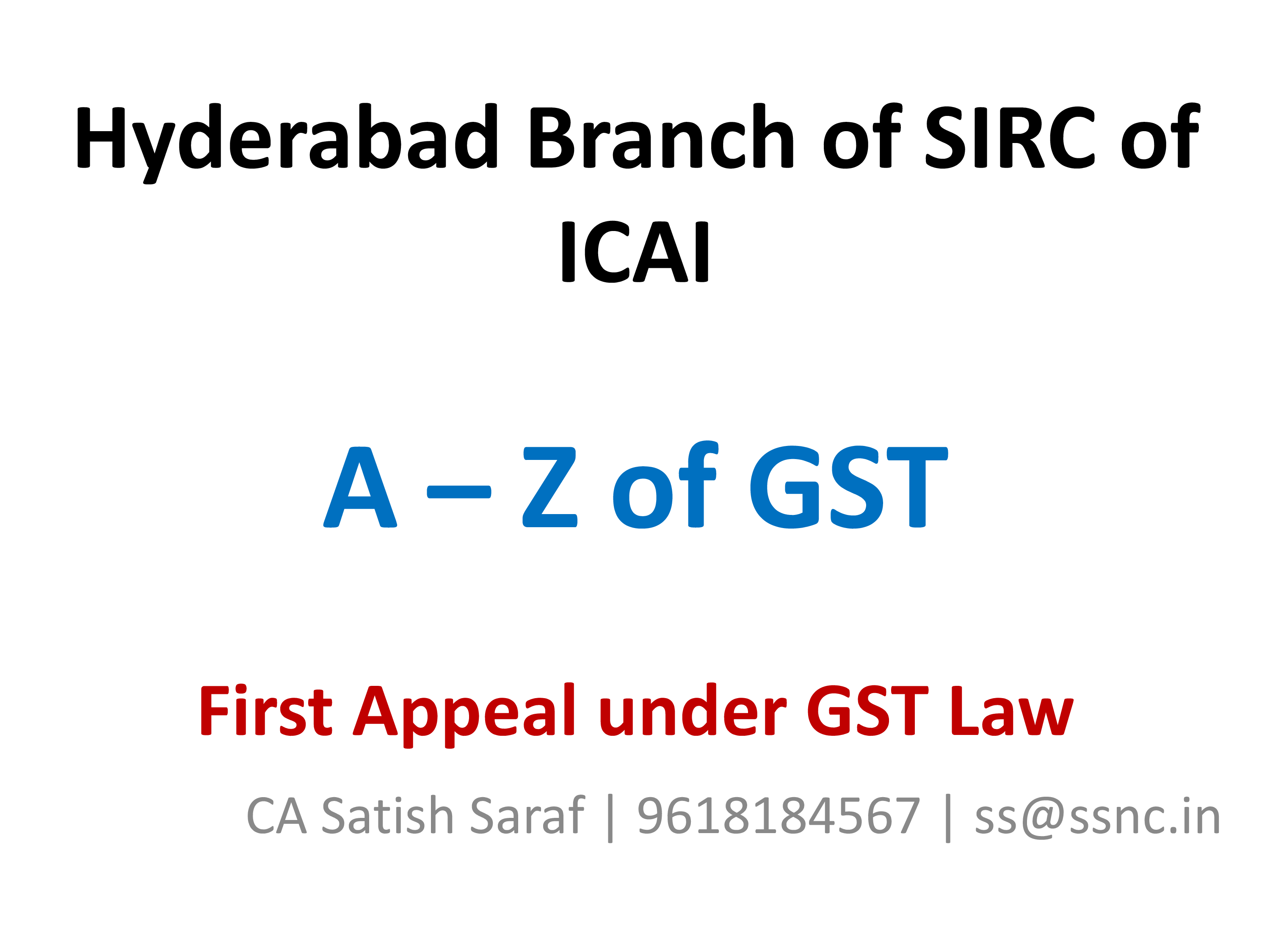 First Appeal under GST Law