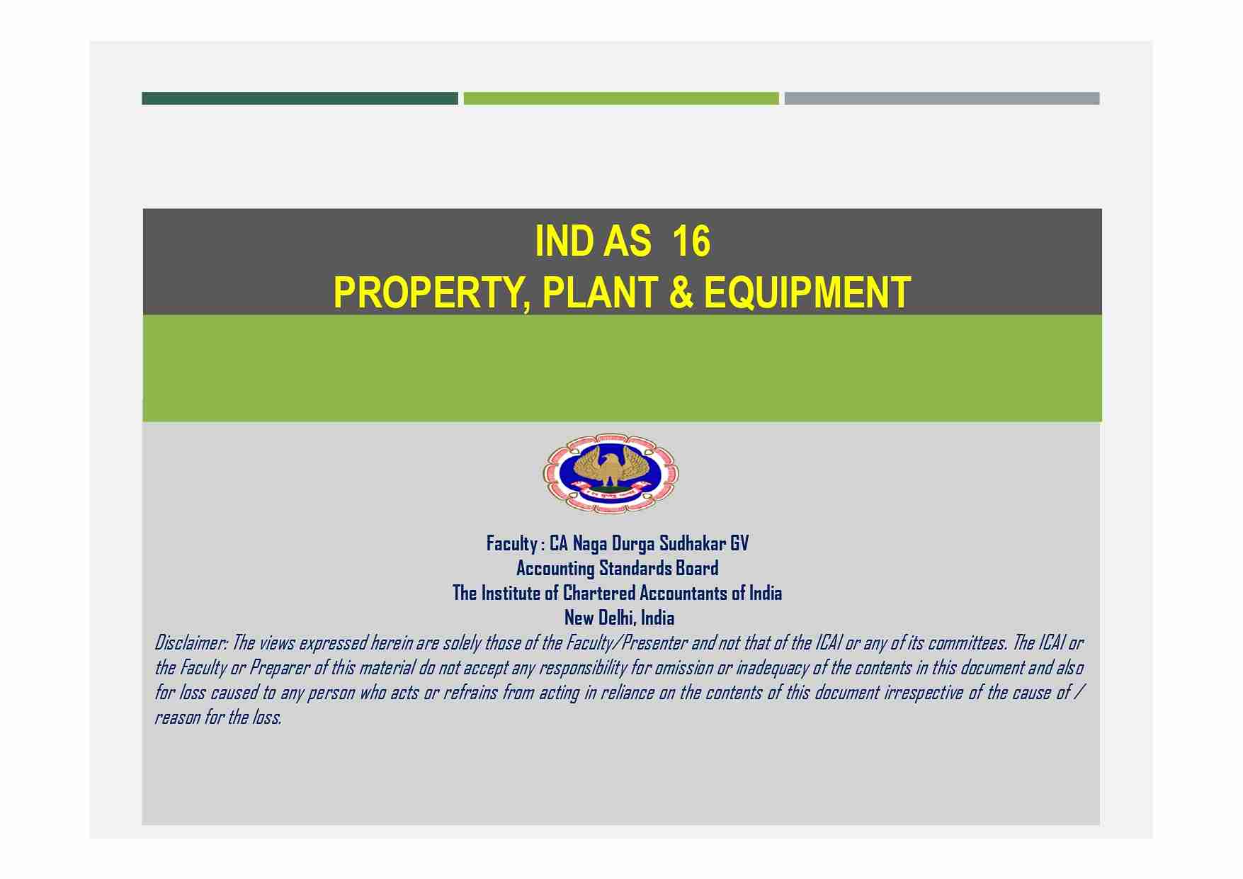 Seminar on Ind AS 16 / Ind AS 40 and Ind AS 38