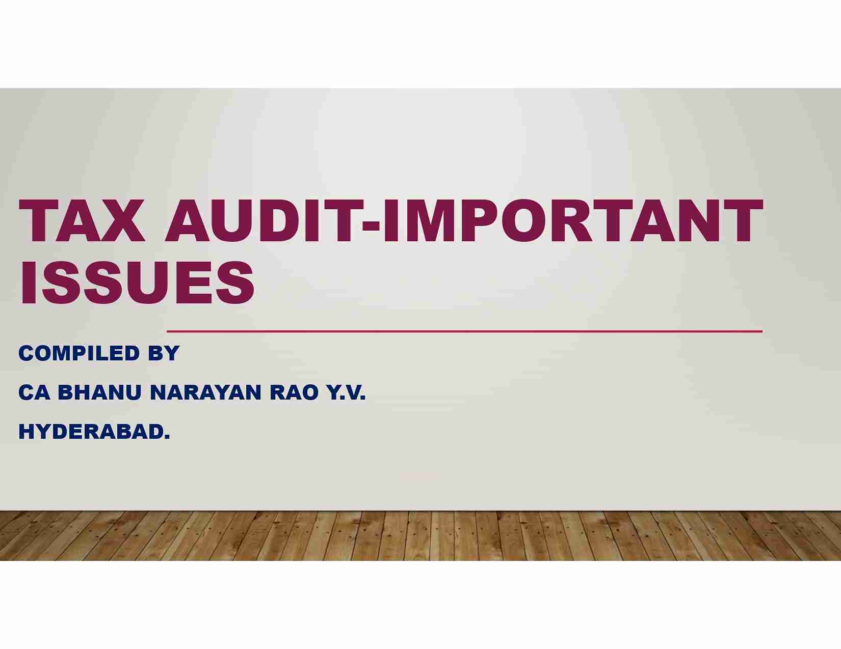 Tax Audit-important issues