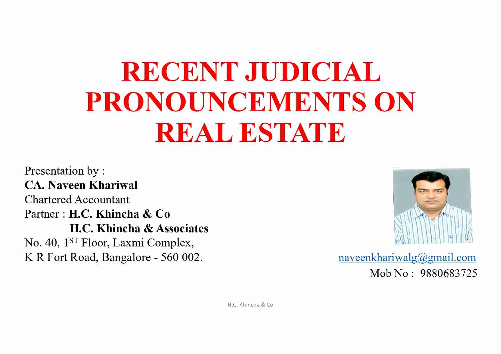 6 Days Workshop on Setting Up Practice of Real Estate Consultancy: Compliance, Advisory & Evolving Frontiers